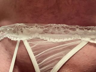 Cumming in teenager &ndash; white garter and stockings