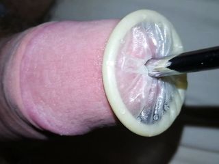 Rolling condom into urethra compilation, urethral sounding