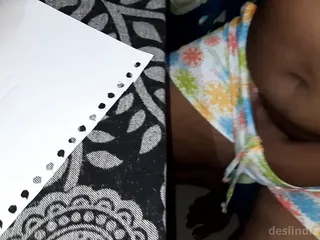 She gets Orgasm when painting herself nude. With Pussy &amp; Boob Rubbing..Desi Bhabhi Indian!!
