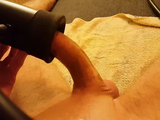 Using my Milking Machine on my freshly shaven cock