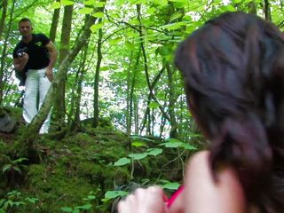 Hot Brunette In Pink Fishnet Anal Fucked In The Woods