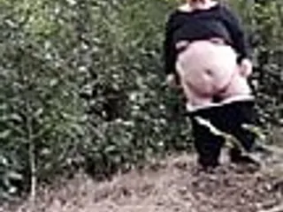 belly and boobs flash in the woods