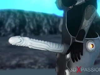 Female alien gets fucked hard by sci-fi explorer in spacesuit on exoplanet