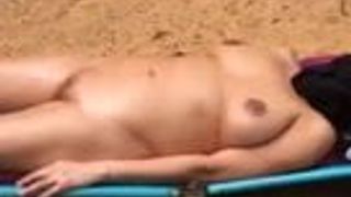 Smooth Asian Cunt tanning outdoors at Palm Beach Sydney
