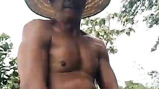 Asian old man with hairless body