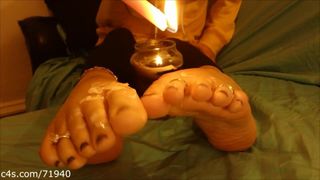candle waxing on blonde girlfriend feet toes and soles pt1