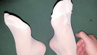 Cum on Nylon feet #8