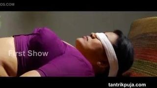Hot Indian Milf blindfolded with Ice Cube on navel