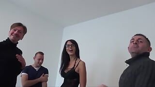 Thirsty for Cum She Is Fucking with Three Men