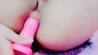 Catwomansex MASTURBATES her anus and vagina with a dildo while she squirts