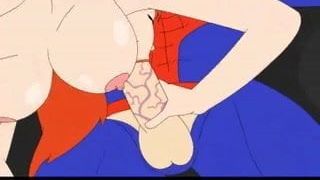 Spiderman gets blowjob + Emma’s from Stoked interracial fuck