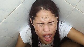 cheating gf used as a cum dumpster peeing her mouth and humiliating her