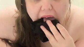 Chubby slut pisses panties and puts in mouth humiliation