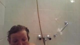 sexy one arm lady shower with bad legs