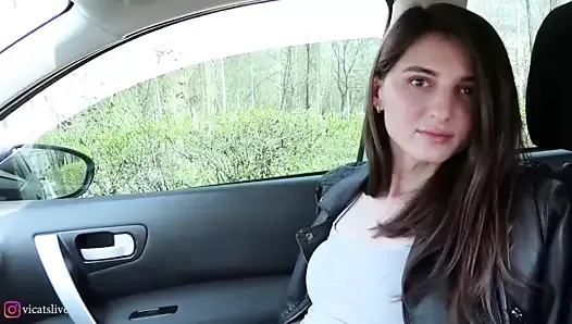 Some masturbation in the car transgender girl