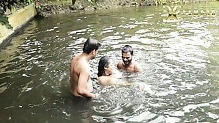 DIRTY BIG BOOBS BHABI BATH IN POND WITH  HANDSOME DEBORJI (OUTDOOR)