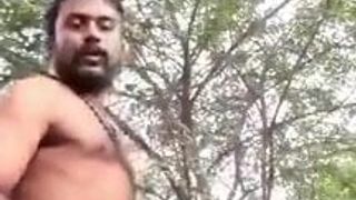 Indian guy sucking cock outdoors and licking cum