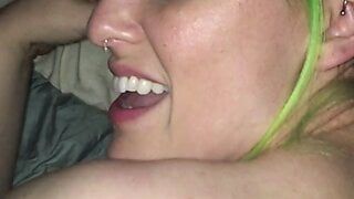 Green haired coworker Nicole fucks me after work!
