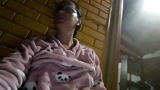 young virgin masturbates and secretly has her wet pussy on the balcony