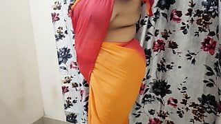 DESI VILLAGE BHABHI CHANGING HER CLOTHES IN BEDROOM WITH CAMERA ON