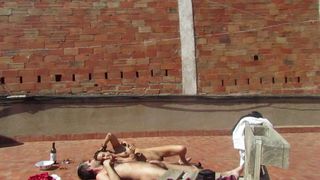 Amateur Couple Fucking on the Terrace, Outside Sex