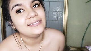 brunette latina take shower