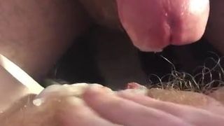 Making tintinboy cum on my hairy pussy