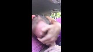 Married milf throat used roughly by stranger in car