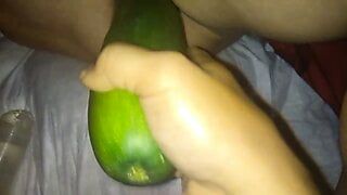 I fuck my wife&#039;s hot pussy with a huge cucumber.