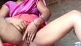 Aunty showing and fingering beautiful pussy