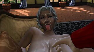 Busty granny maid got face fucked by Mr. Cornad's son