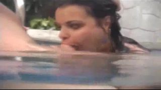 Preggo fucks in pool