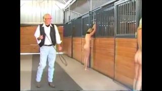 Two Naked Blonds Bullwhipped in A Barn