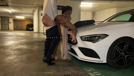 Angela Doll - Too horny guy cums in my pussy while he fucks me in underground parking lot