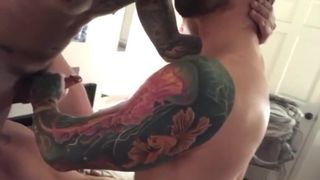 threesome tatto0ed buds in bedroom