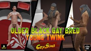 Older Black gay artist bred a young twink without mercy  - WickedWhims
