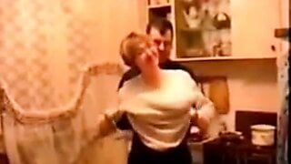 Russian booze in the kitchen turns into sex