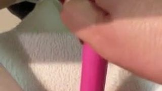 Me playing with a pink vibrator