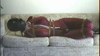 bound dress-up on a couch