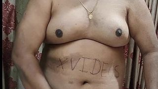 Indian chubby bottom shows off his body, boobs and ass