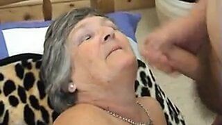75 years old Greedy Grandma Libby 3some
