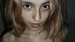 Skinny petite teen enjoys it with big cock until she cums