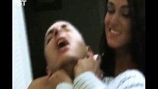 Two sexy women femdom strangle