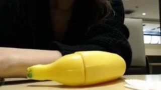 Japanese girl masturbation &amp; squirt in McDonald&#039;s