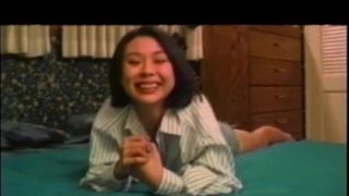 Vintage Asian teen takes it up her hairy twat super hard