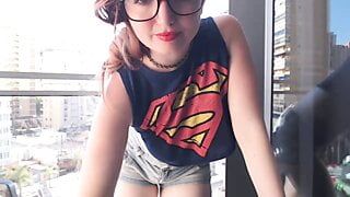 Supergirl Clothed flashing boobs in balcony