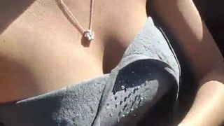 Niece's Perfect Rack and Brown Areolas While Driving