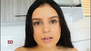 I fuck my stepsister Melanie after she helps me with my clothes – porn in Spanish
