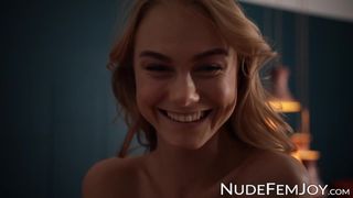 Seductive blonde beauty plays around in slow motion