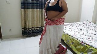 Desi 55-Year-Old (Maa) Was Wearing Saree At Room When Her (Beta) Came And Chudai Jabardasti - Hindi Sex